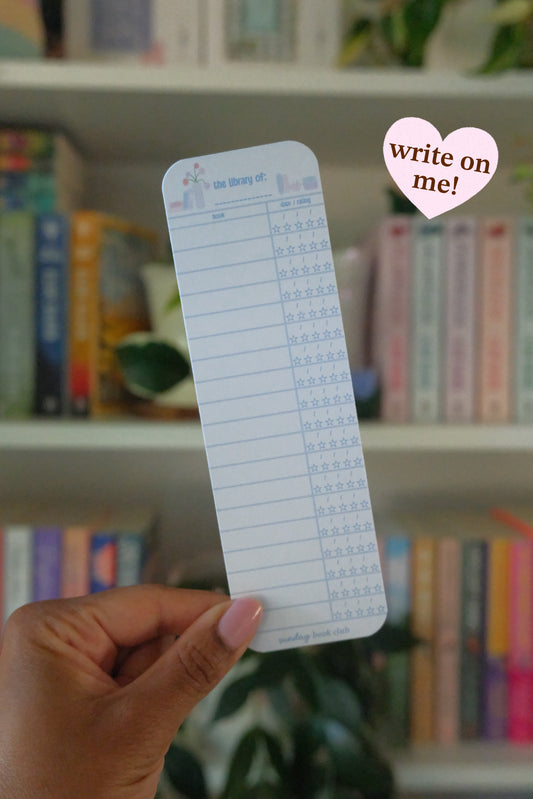 Blue Reading Tracker Bookmark