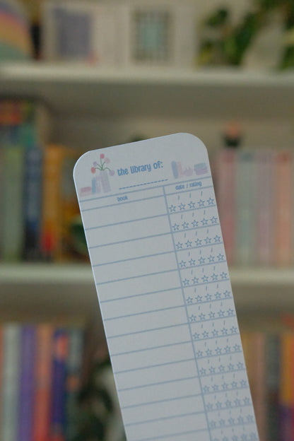 Blue Reading Tracker Bookmark