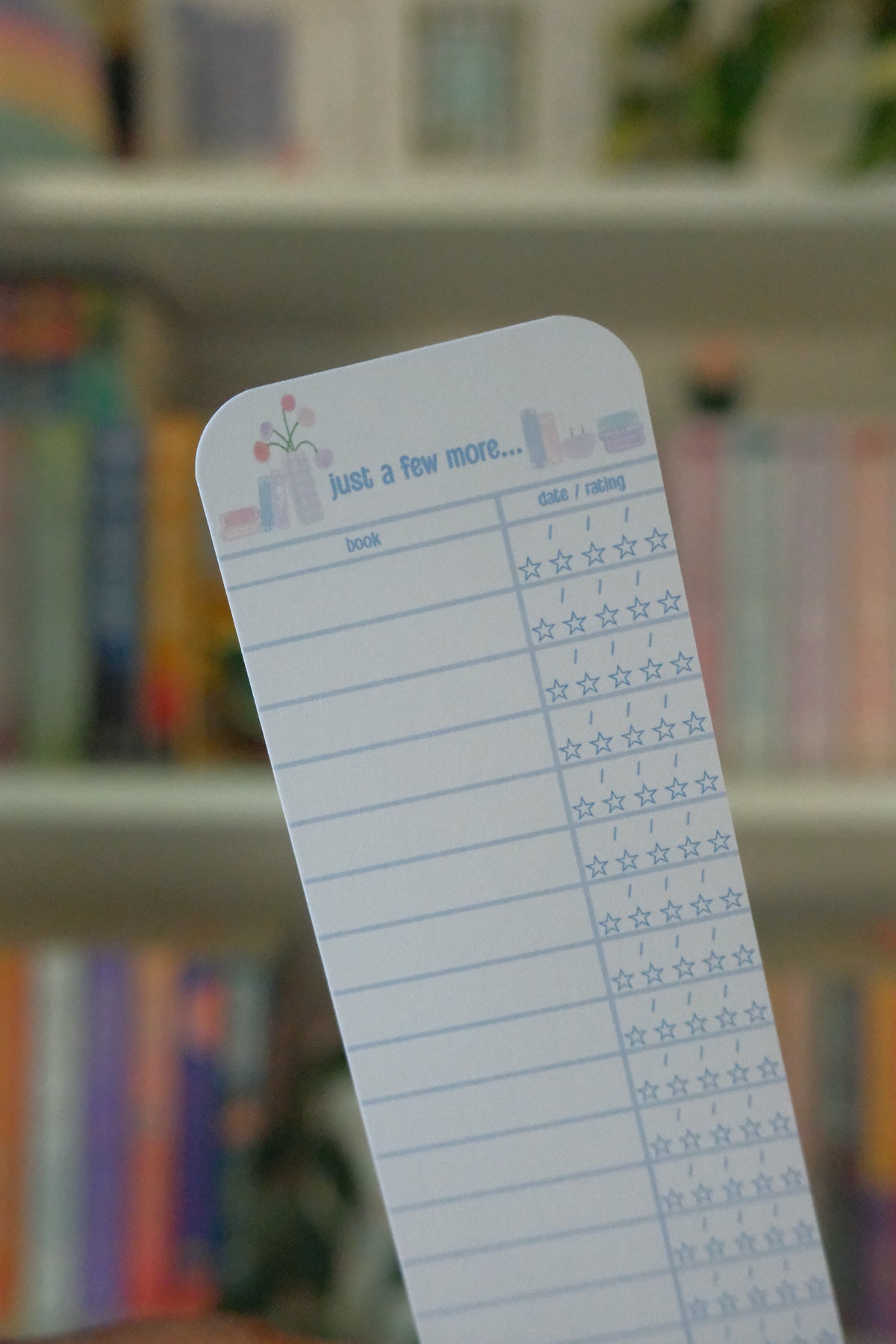 Blue Reading Tracker Bookmark