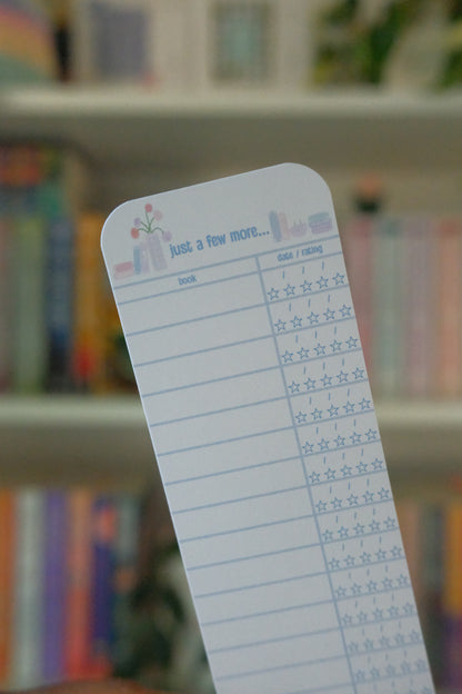 Blue Reading Tracker Bookmark