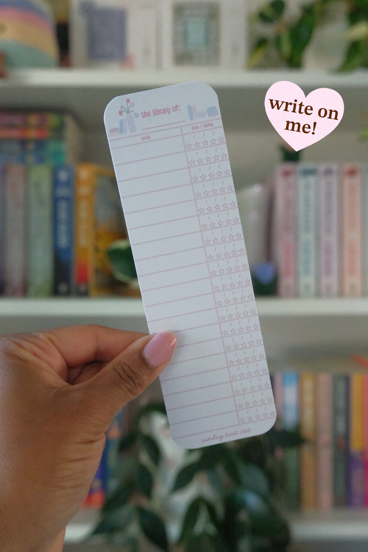 Pink Library Log Bookmark
