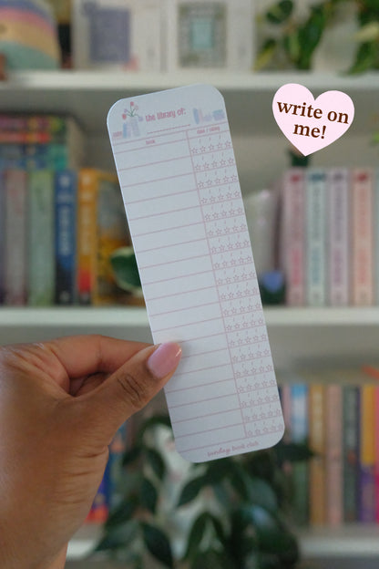 Pink Library Log Bookmark