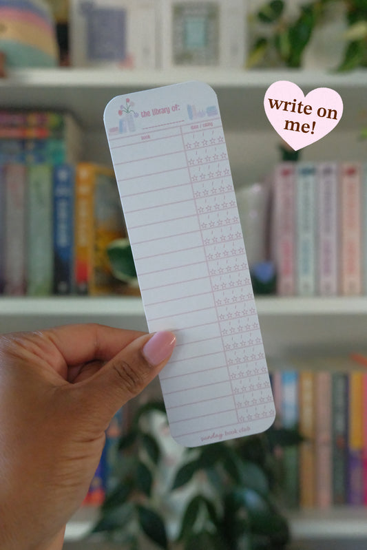 Pink Library Log Bookmark