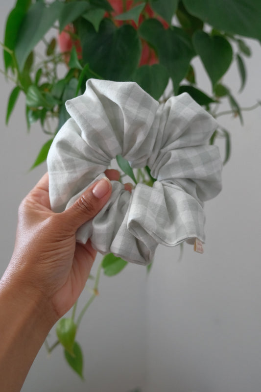Misty Green Gingham Scrunchie