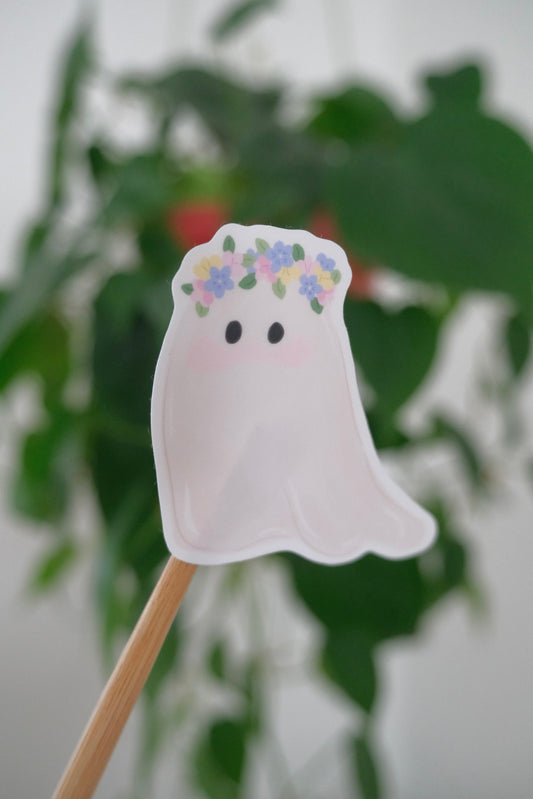 Flower Crown Ghost Sticker