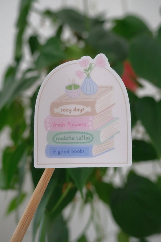 Cozy Book Stack Sticker