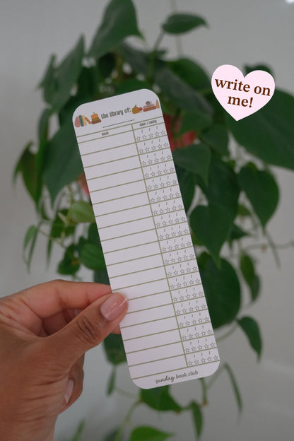 Autumn Library Log Bookmark