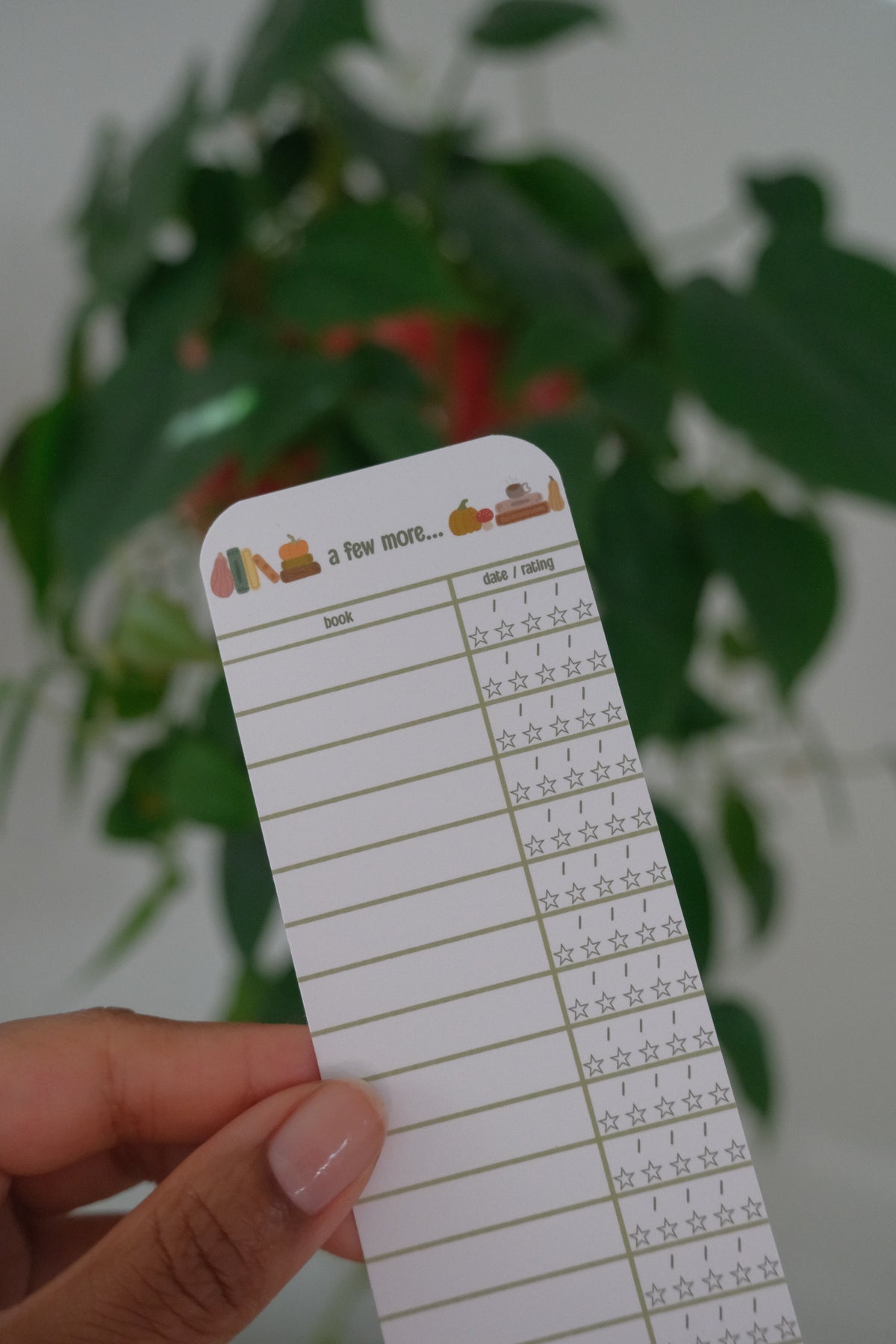 Autumn Library Log Bookmark