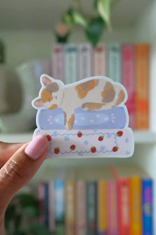 Bookish Cat Nap Sticker